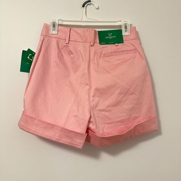 Liz Claiborne Hepburn High Waist Pleated Cuffed Pink Golf Shorts Womens 4 Preppy - Picture 2 of 7